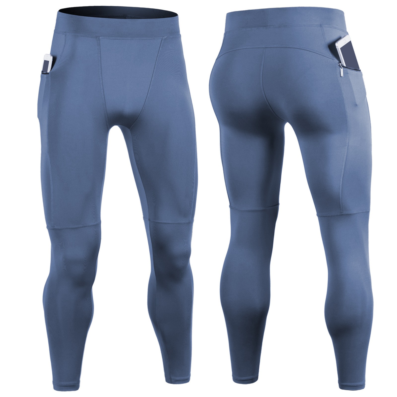thumbnail image 2 of Pantalones de compresión para hombre - Pantalones cortos ajustados para correr y entrenar baloncesto - Poliéster elástico para hacer ejercicio, 2 of 6